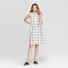 Women's Plaid Sleeveless Collared Shirtdress - A New Day Cream