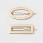Rectangle And Oval Metal Barrette Set 2pc - Universal Thread Gold