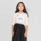 Girls' Long Sleeve Flip Sequin Swan T-shirt - Cat & Jack Powder Pink M, Girl's,