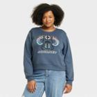 Modern Lux Women's Plus Size Journey Don't Stop Believin' Graphic Sweatshirt - Navy Blue