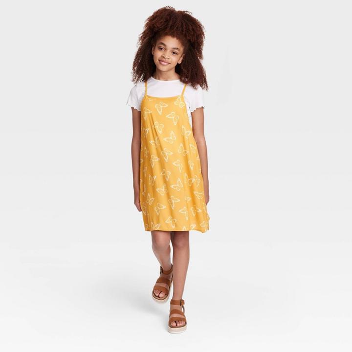 Girls' 2 For 1 Slip Dress - Art Class Yellow