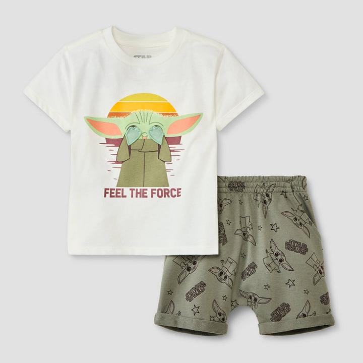 Lucas Toddler Boys' 2pc Baby Yoda Shorts Set - Off-white