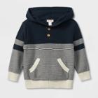 Toddler Boys' Sweater Knit Hooded Pullover - Cat & Jack Navy Blue