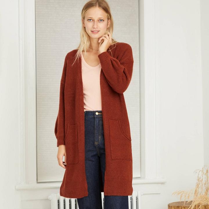 Women's Open Neck Jersey Duster Cardigan - Universal Thread Rust
