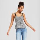 Women's Gingham Zip-up Tank Top - 3hearts (juniors') Black