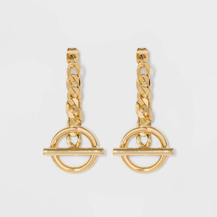 Sugarfix By Baublebar Link Chain Lock Drop Earrings - Gold