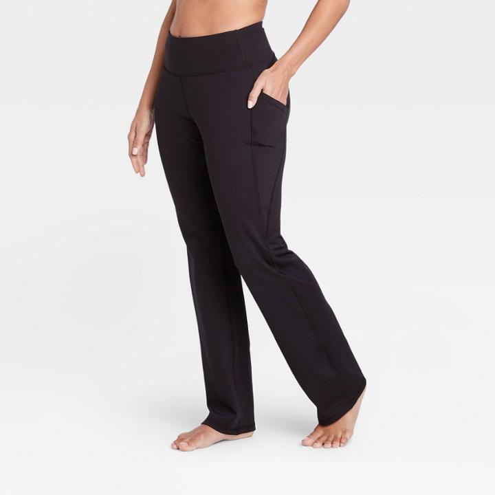 Women's Contour Curvy Mid-rise Straight Leg Pants With Power Waist 28.5 - All In Motion Black Xs - Short, Women's