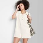 Women's Ascot + Hart Short Sleeve Graphic Romper - Cream