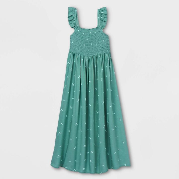Girls' Smocked Woven Maxi Sleeveless Dress - Cat & Jack Ocean Green