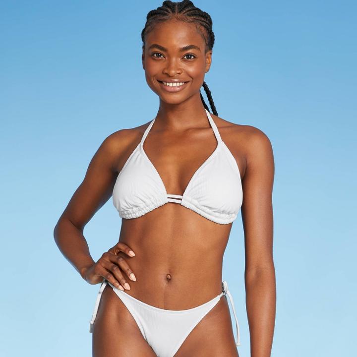 Juniors' Ribbed Triangle Bikini Top - Xhilaration White D/dd Cup