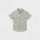 Toddler Boys' Floral Print Woven Short Sleeve Button-down Shirt - Cat & Jack Blue