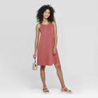 Women's Regular Fit Sleeveless Round Neck Knit Tank Dress - A New Day Rose (pink)