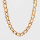 Chunky Flattened Curb Chain Necklace - Universal Thread Worn Gold