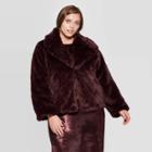 Women's Plus Size Long Sleeve Faux Fur Jacket - A New Day Burgundy 3x, Women's,