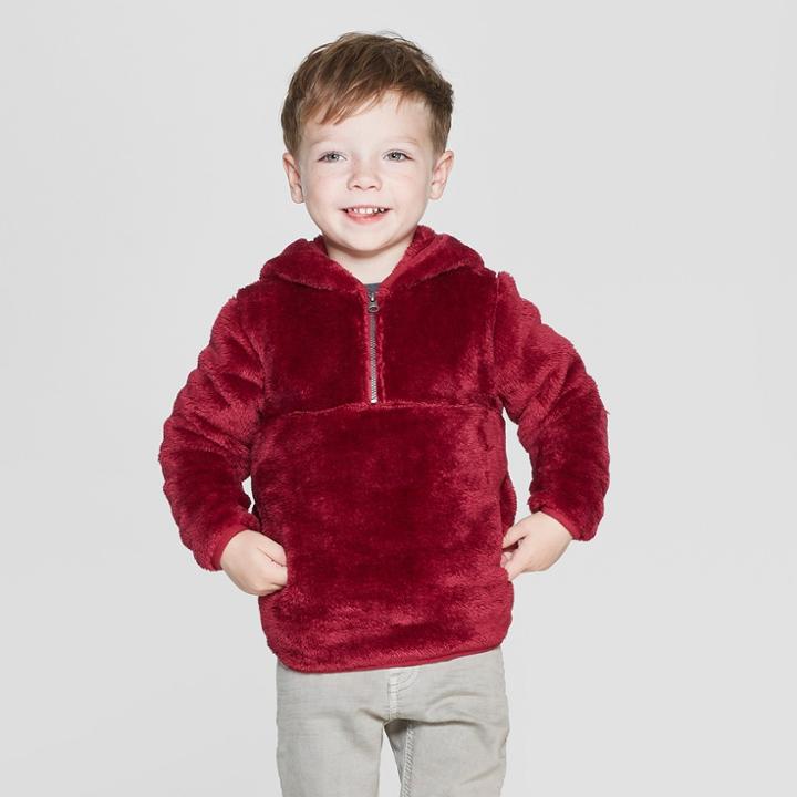 Toddler Boys' Teddy Bear Fleece Hoodie - Cat & Jack Red