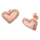 Prime Art & Jewel 14k Rose Gold Plated Sterling Silver Cz Heart Stud Earrings, Women's