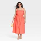 Women's Plus Size Sleeveless Sundress - A New Day Orange