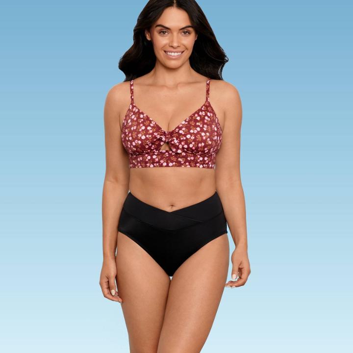 Women's Slimming Control Tie-front Bikini Top - Beach Betty By Miracle Brands Red