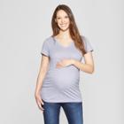 Maternity Short Sleeve Side Shirred V-neck T-shirt - Isabel Maternity By Ingrid & Isabel Violet Heather