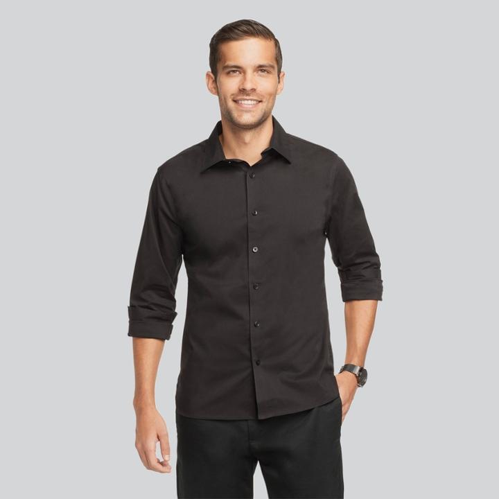 Van Heusen Men's Slim Fit Long Sleeve Button-down Shirt - Black