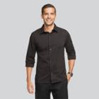 Van Heusen Men's Slim Fit Long Sleeve Button-down Shirt - Black