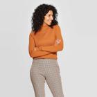 Women's Long Sleeve Rib Turtleneck Sweater - A New Day Rust
