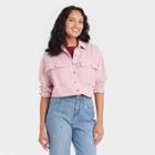 Women's Long Sleeve Oversized Utility Button-down Shirt - Universal Thread Pink