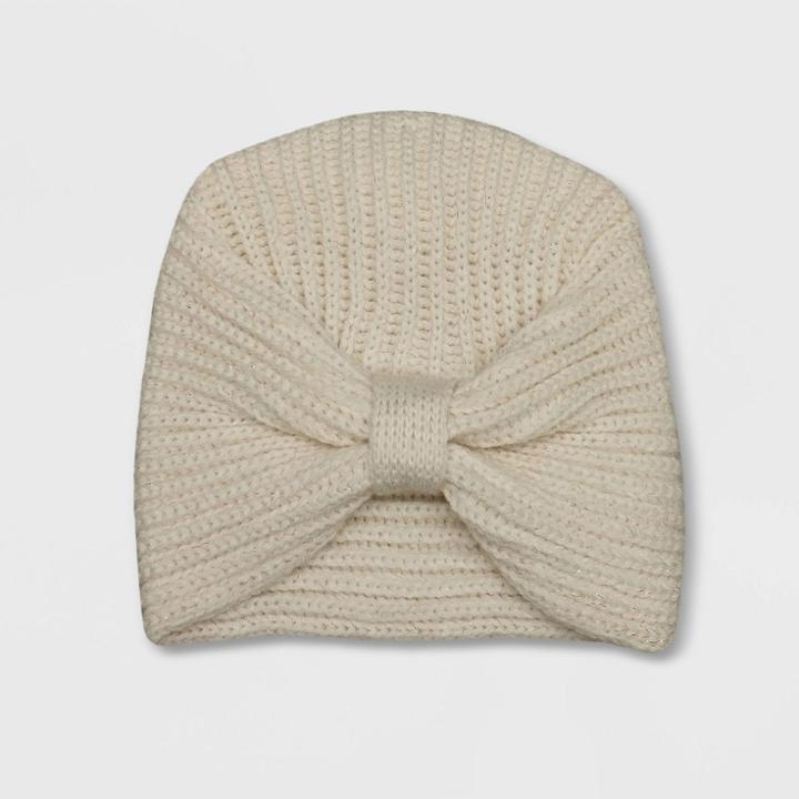 Baby Girls' Large Bow Fleece Hat - Cat & Jack Cream Newborn, Ivory