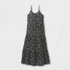 Girls' Floral Button-front Maxi Dress - Art Class Black
