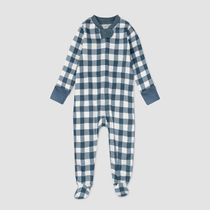 Honest Baby Boys' Painted Buffalo Footed Pajama - Navy