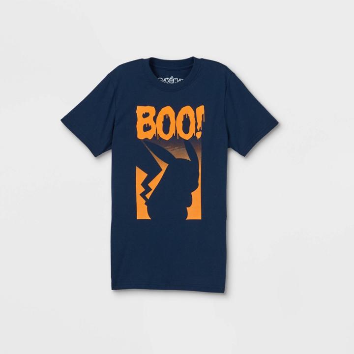 Boys' Pokemon Pika Halloween Short Sleeve Graphic T-shirt - Navy