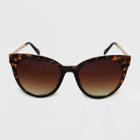 Women's Animal Print Cateye Plastic Metal Combo Sunglasses - A New Day Brown, Women's, Size: Small, Brown/grey