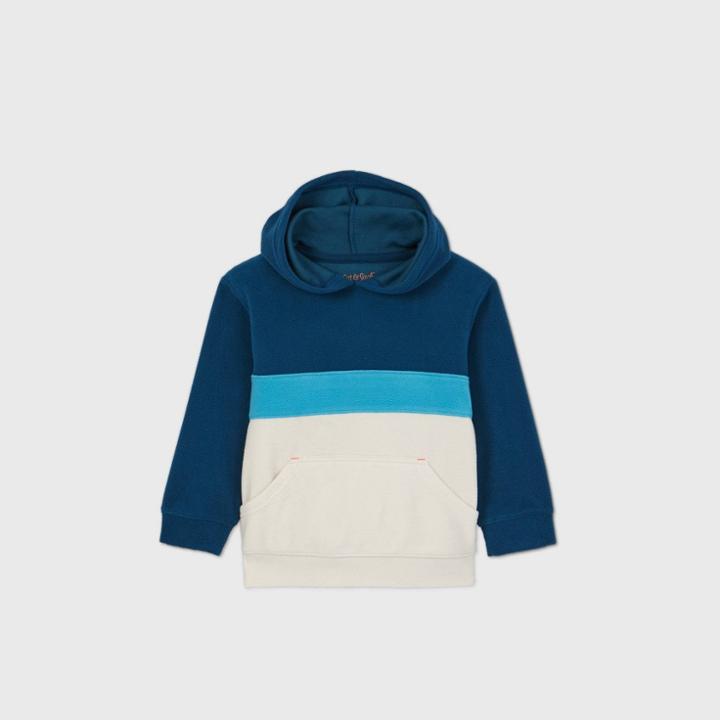 Toddler Boys' Colorblock Micro-fleece Hooded Pullover Sweatshirt - Cat & Jack Navy
