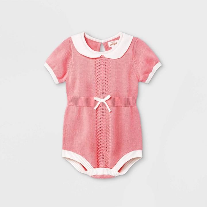 Baby Girls' Bubble Sweater Romper - Cat & Jack Paris Pink Newborn