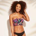 Women's Smocked Bandeau Bikini Top - Shade & Shore Black Tropical