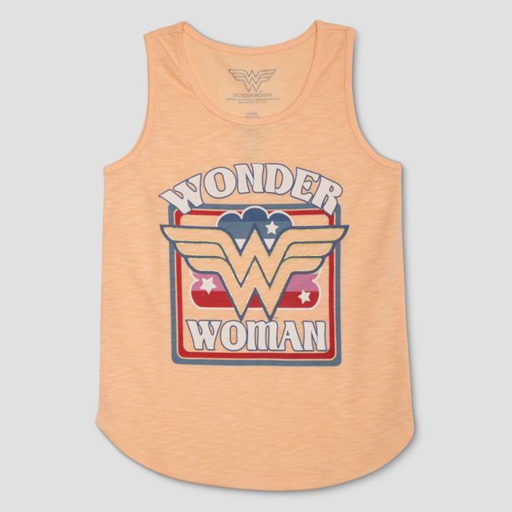 Plus Size Girls' Dc Comics Wonder Woman Retro Tank Top - Pale Peach Xl