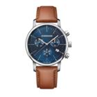 Men's Wenger Urban Classic Chrono - Swiss Made - Blue Dial Leather Strap Watch - Brown