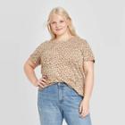 Women's Plus Size Animal Print Camel Short Sleeve T-shirt - Zoe+liv (juniors') Tan 1x, Women's, Size: