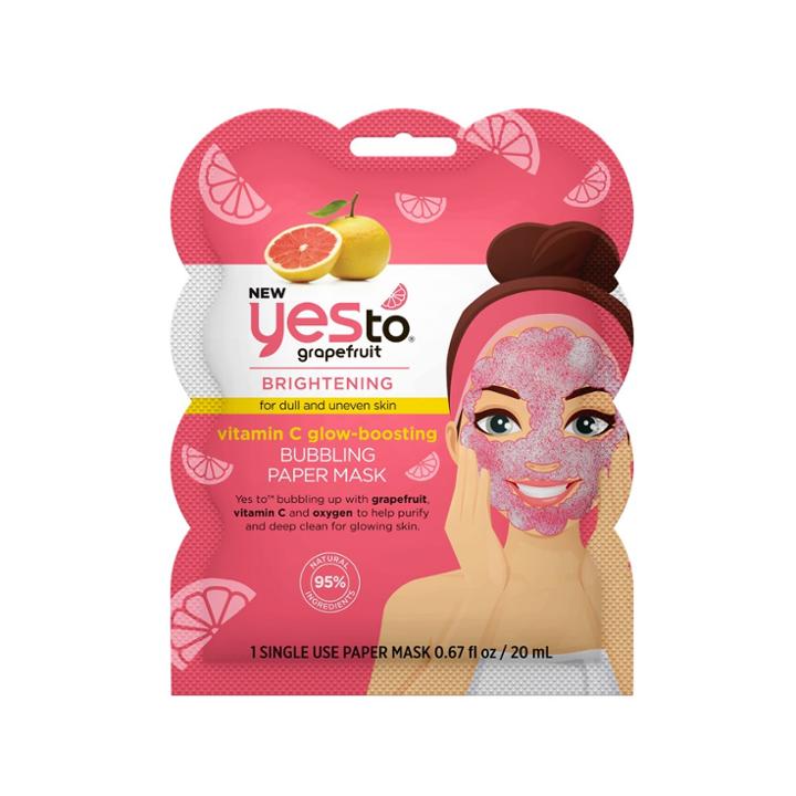 Yes To Grapefruit Vitamin C Glow Boosting Bubbling Paper Single Use Face Mask