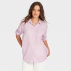 Women's Raglan Long Sleeve Button-down Shirt - Universal Thread Lavender