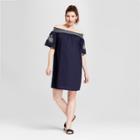 Maternity Off The Shoulder Embroidered Dress - Isabel Maternity By Ingrid & Isabel Xavier Navy Xxl, Women's, Blue