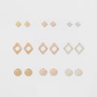 Target Nine Pack With Square Cubes, Round Discs And Open Diamond Earring Set,