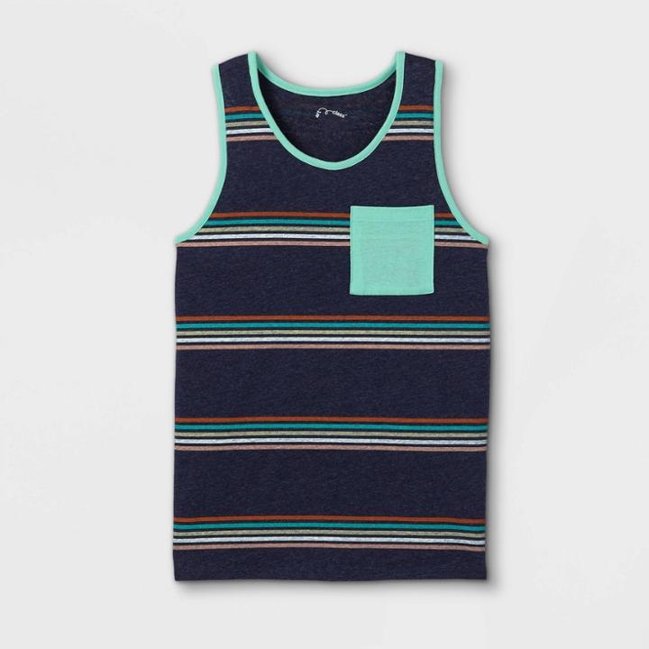 Boys' Striped Graphic Tank Top - Art Class Navy