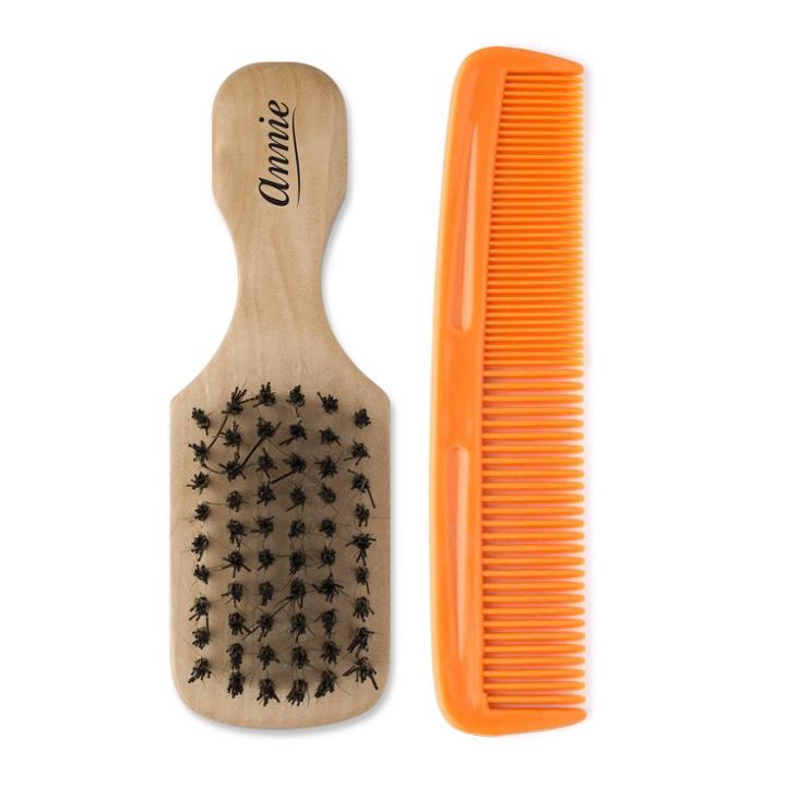 Annie International Hard Mini Wooden Club Brush With Comb - Brown
