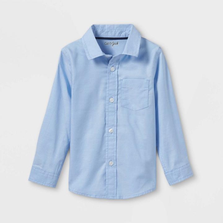 Toddler Boys' Oxford Long Sleeve Button-down Shirt - Cat & Jack Blue