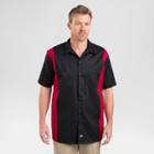 Petitedickies Men's Relaxed Fit Two-tone Twill Short Sleeve Work Shirt- Black/english Red M,