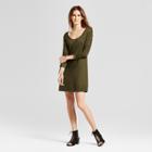 Women's Ruched Sleeve French Terry Dress - Vanity Room Olive