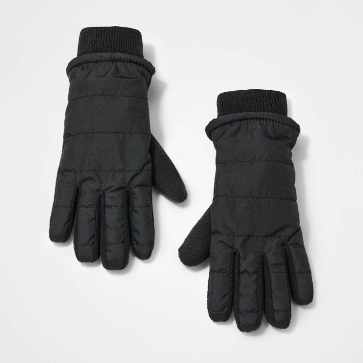 Boys' Quilted Striped Gloves - Cat & Jack Black