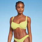 Juniors' Ribbed Underwire Bikini Top - Xhilaration Light Yellow D/dd Cup