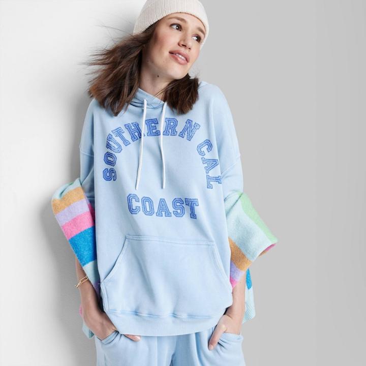Women's Ascot + Hart Southern Cal Coast Graphic Hoodie - Blue Xxs